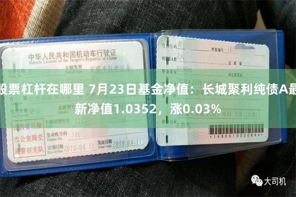 股票杠杆在哪里 7月23日基金净值：长城聚利纯债A最新净值1.0352，涨0.03%