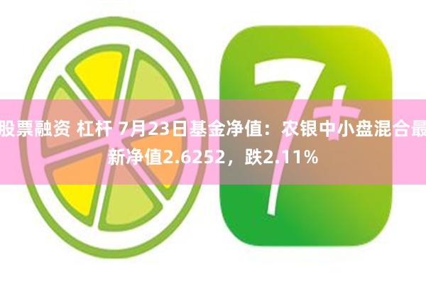 股票融资 杠杆 7月23日基金净值：农银中小盘混合最新净值2.6252，跌2.11%