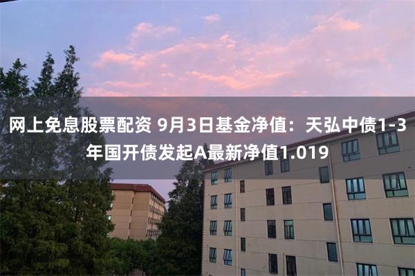 网上免息股票配资 9月3日基金净值：天弘中债1-3年国开债发起A最新净值1.019