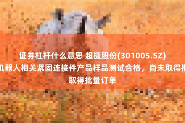 证券杠杆什么意思 超捷股份(301005.SZ)：人形机器人相关紧固连接件产品样品测试合格，尚未取得批量订单