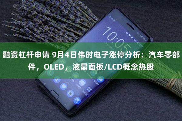 融资杠杆申请 9月4日伟时电子涨停分析：汽车零部件，OLED，液晶面板/LCD概念热股