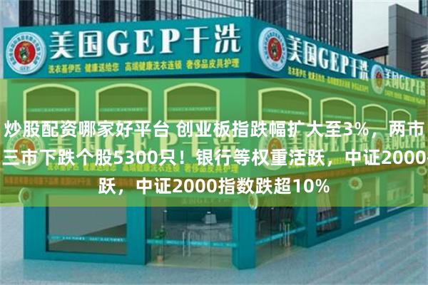 炒股配资哪家好平台 创业板指跌幅扩大至3%，两市超千股跌停，三市下跌个股5300只！银行等权重活跃，中证2000指数跌超10%