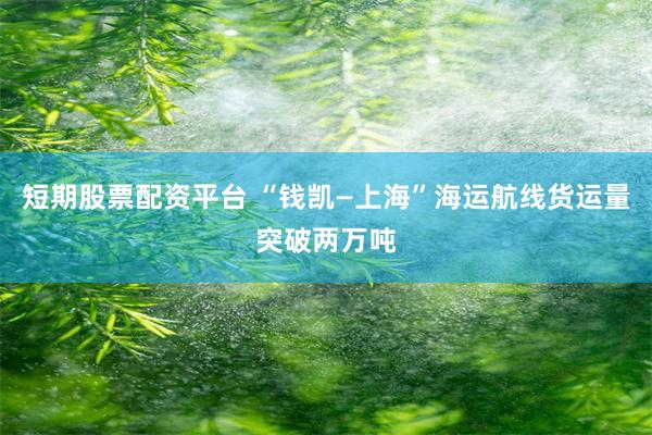 短期股票配资平台 “钱凯—上海”海运航线货运量突破两万吨